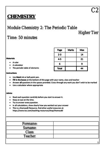 chemistry end off topic assessment unit c2 Reader